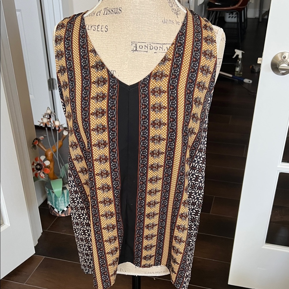 Bohemian Sleeveless Top - Black and Brown